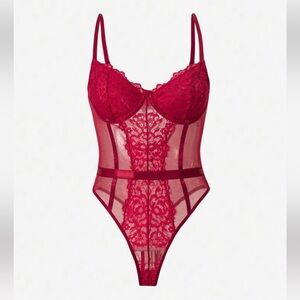 Red Lace Lingerie Bodysuit